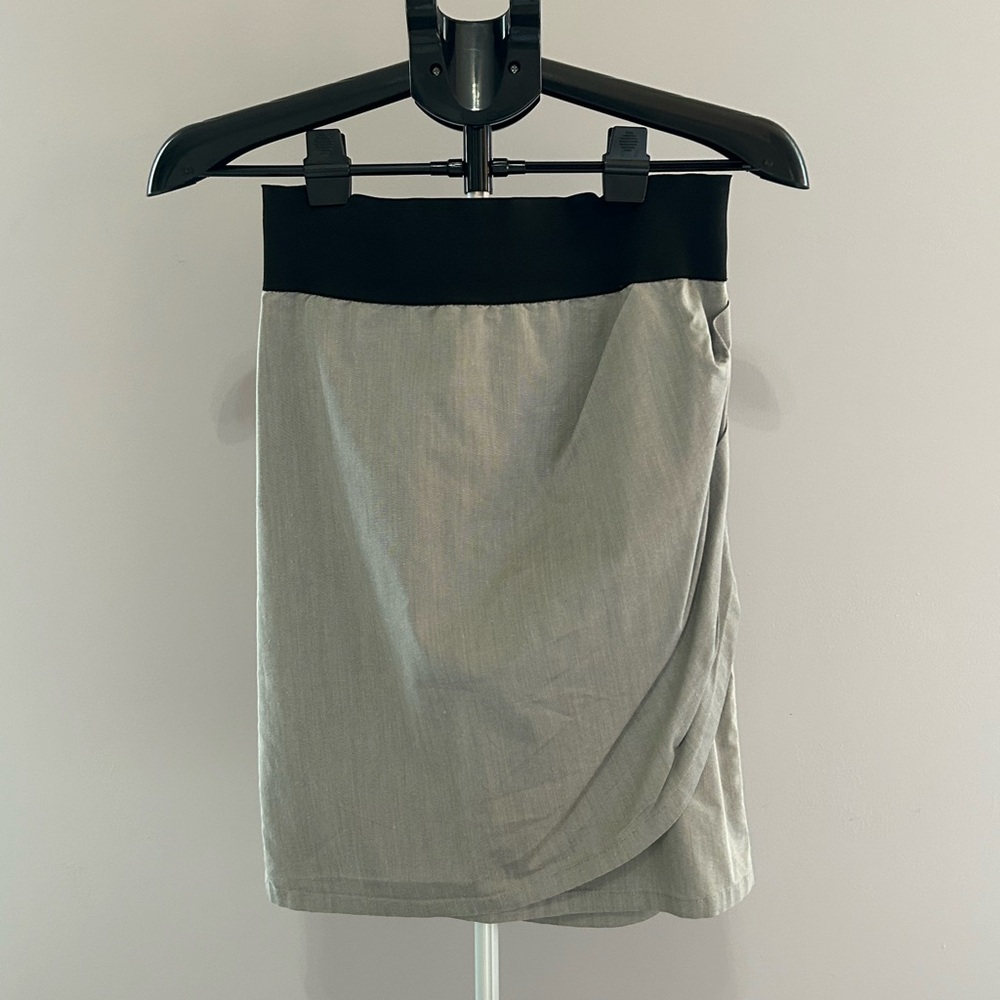 Black and Gray Asymmetrical Ruched Pencil Skirt